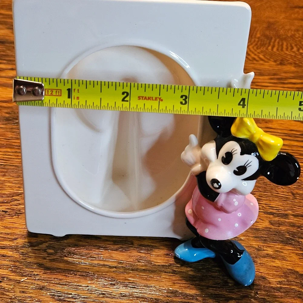 Vintage Disney Minnie Mouse Ceramic Picture Frame‎ 3D Figure Japan Pink White